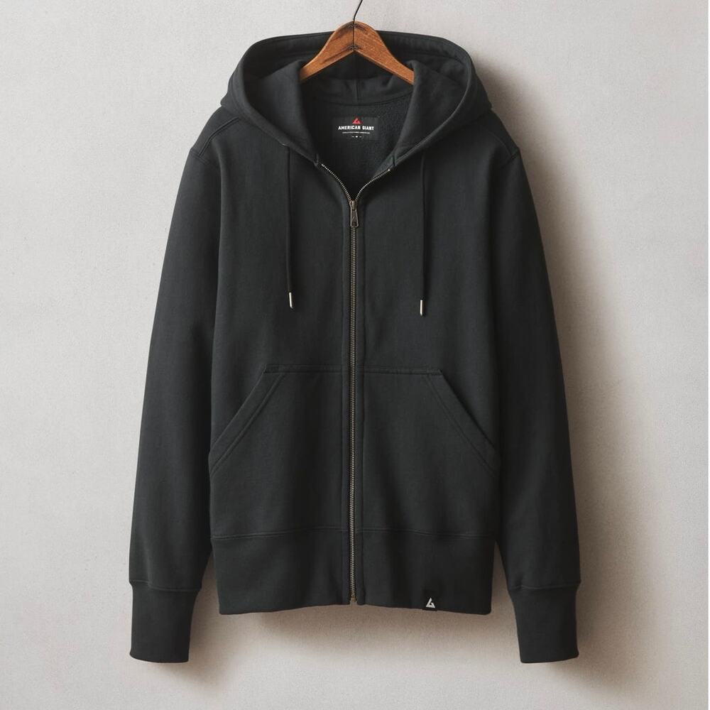 American Giant Men's Classic Full Zip Cotton Sweatshirt Black Size Small